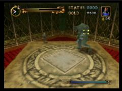 Combat contre un boss loup-garou dans une cage (Castlevania: Legacy of Darkness)