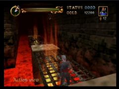 Le feu vient du bas sur ces grilles (Castlevania: Legacy of Darkness)