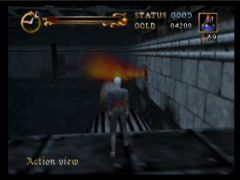 Ce jet de feu sortant du mur risque de vous faire tomber (Castlevania: Legacy of Darkness)