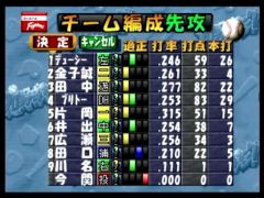 Les statistiques de vos joueurs, comme dans tous les jeux de base-ball (Chou-Kuukan Night Pro Yakyuu King)