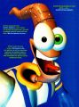 Publicité du jeu Earthworm Jim 3D pour Nintendo 64 : Des centaines d'énigmes pour tester la *hum* super-intelligence de Jim !