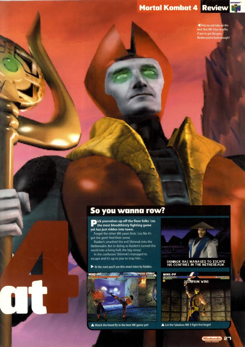 Scan of the review of Mortal Kombat 4 published in the