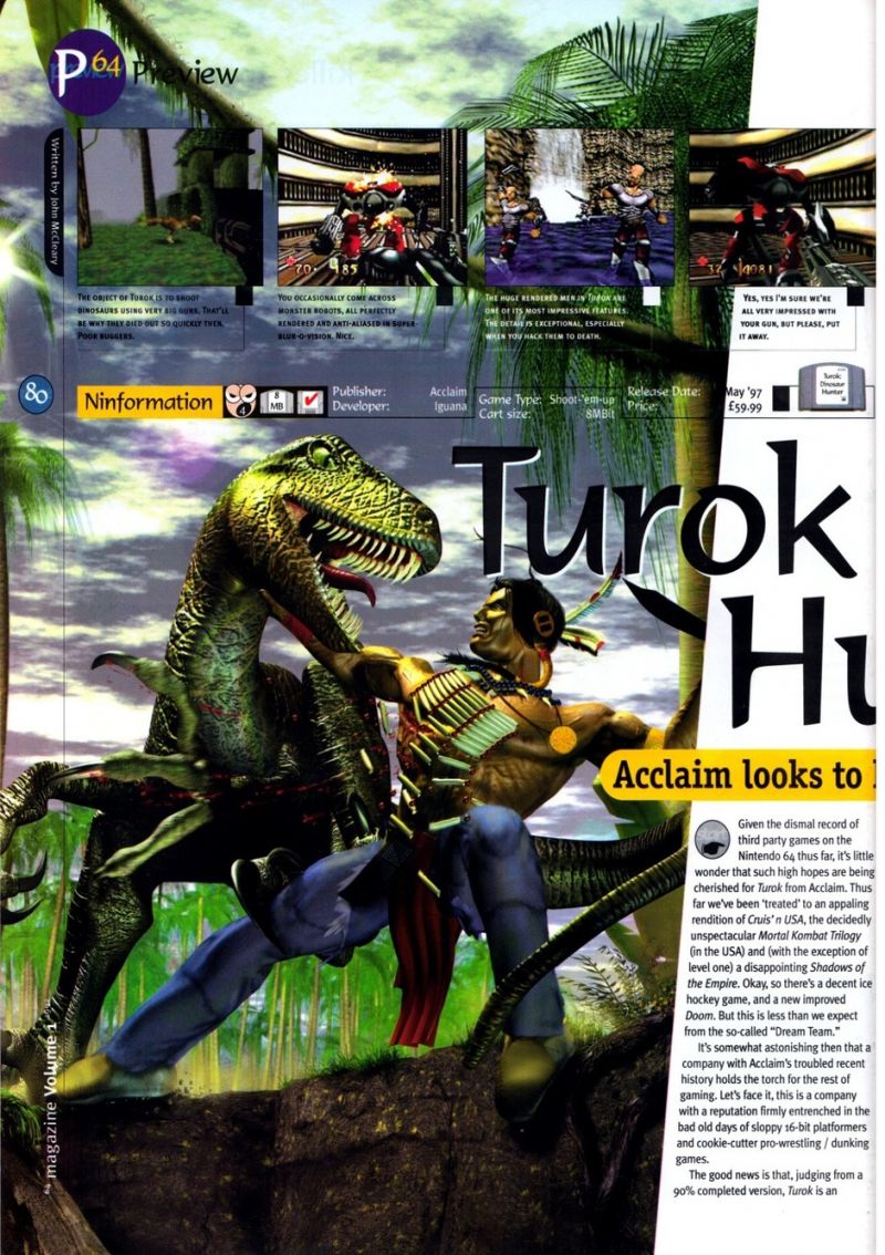 Scan Of The Preview Of Turok Dinosaur Hunter Published In The Magazine