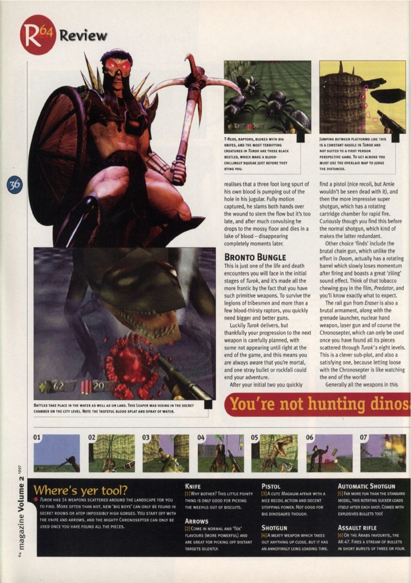 Scan Of The Review Of Turok Dinosaur Hunter Published In The Magazine