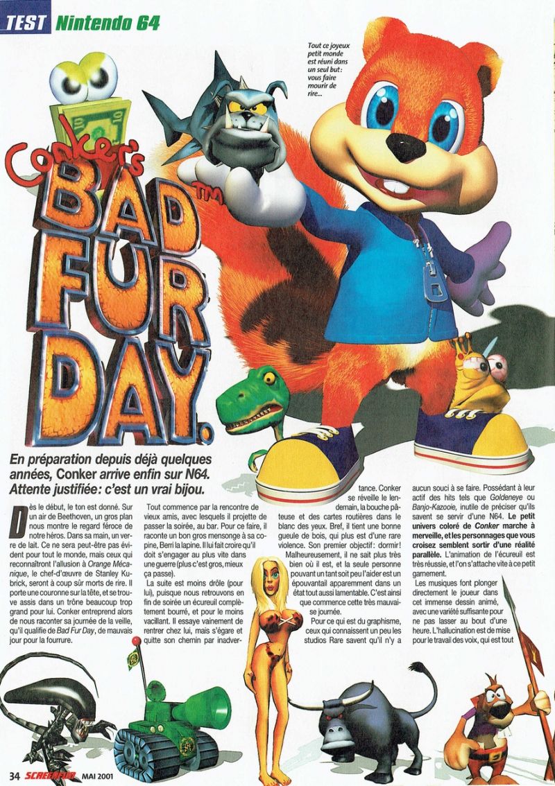 Scan of the review of Conker's Bad Fur Day published in the magazine S...