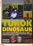 Scan of the review of Turok: Dinosaur Hunter published in the magazine X64 01, page 1