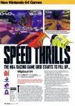 Scan of the review of WipeOut 64 published in the magazine Arcade 02, page 1