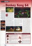 Scan of the review of Donkey Kong 64 published in the magazine Man!ac 75, page 1