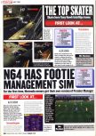 Scan of the preview of Premier Manager 64 published in the magazine Computer and Video Games 212, page 4