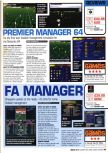 Scan of the review of Premier Manager 64 published in the magazine Computer and Video Games 213, page 1