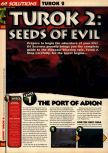 Scan of the walkthrough of Turok 2: Seeds Of Evil published in the magazine 64 Solutions 08, page 1