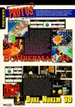 Scan of the preview of Bomberman 64 published in the magazine Electronic Gaming Monthly 095, page 1