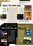 Scan of the preview of NBA Pro 98 published in the magazine Electronic Gaming Monthly 100, page 1