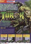Scan of the review of Turok: Dinosaur Hunter published in the magazine Le Magazine Officiel Nintendo 01, page 1