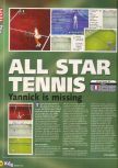 Scan of the review of All Star Tennis 99 published in the magazine X64 16, page 1