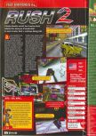 Scan of the review of Rush 2: Extreme Racing published in the magazine Consoles + 084, page 1