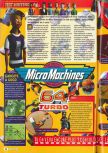 Scan of the review of Micro Machines 64 Turbo published in the magazine Consoles + 086, page 1