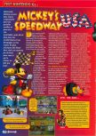Scan of the review of Mickey's Speedway USA published in the magazine Consoles + 107, page 1