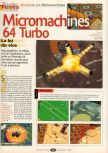 Scan of the review of Micro Machines 64 Turbo published in the magazine Player One 095, page 1