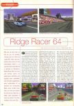 Scan of the review of Ridge Racer 64 published in the magazine Consoles News 43, page 1