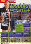 Scan of the review of Madden Football 64 published in the magazine Le Magazine Officiel Nintendo 05, page 1