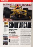 Scan of the review of Monaco Grand Prix Racing Simulation 2 published in the magazine Game On 03, page 1