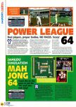 Scan of the review of Power League published in the magazine N64 07, page 1