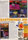 Scan of the review of Earthworm Jim 3D published in the magazine X64 24, page 1