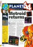 Scan of the preview of Metroid 64 published in the magazine N64 28, page 1