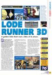 Scan of the review of Lode Runner 3D published in the magazine N64 28, page 1
