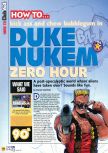 Scan of the walkthrough of Duke Nukem Zero Hour published in the magazine N64 29, page 1
