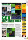 Scan of the review of Gex 3: Deep Cover Gecko published in the magazine N64 36, page 1