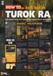 Scan of the walkthrough of Turok: Rage Wars published in the magazine N64 38, page 1