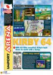 Scan of the review of Kirby 64: The Crystal Shards published in the magazine N64 42, page 1