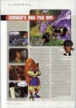 Scan of the preview of Conker's Bad Fur Day published in the magazine N64 Gamer 30, page 1