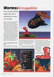 Scan of the review of Worms Armageddon published in the magazine N64 Gamer 23, page 1