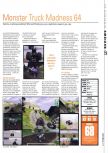 Scan of the review of Monster Truck Madness 64 published in the magazine Hyper 73, page 1
