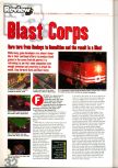 Scan of the review of Blast Corps published in the magazine N64 Pro 01, page 1