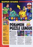 Scan du test de Pokemon Puzzle League paru dans le magazine Nintendo Accion 100, page 1